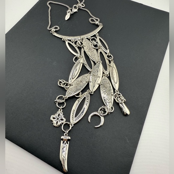 Chico's Silver-Tone Textured Bib Necklace - Picture 3 of 7